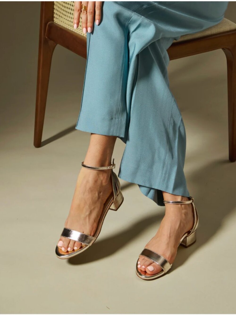 Sarah Flint Perfect Block Sandal 30 Gold Nappa Size 9 IT 39.5